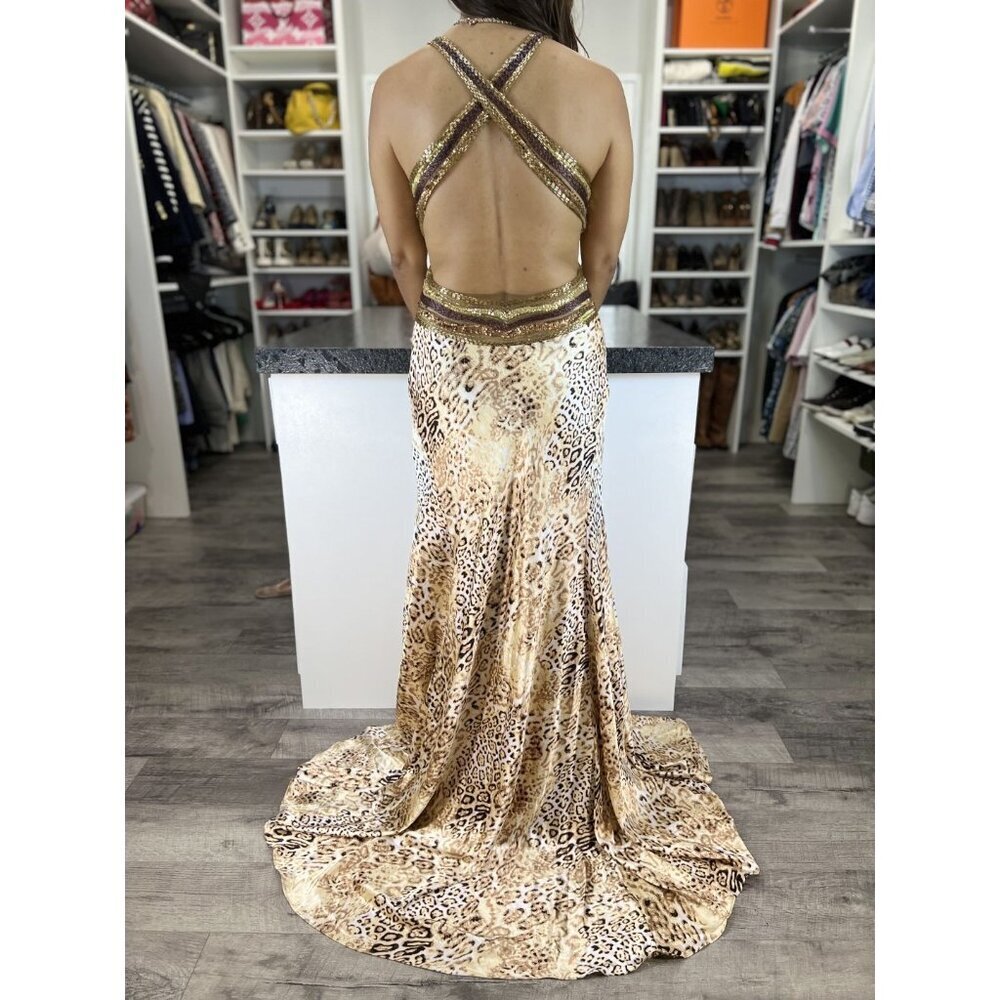 Jovani Y2K Leopard Print Cross Back Beaded Formal Gown $495 - Picture 8 of 13